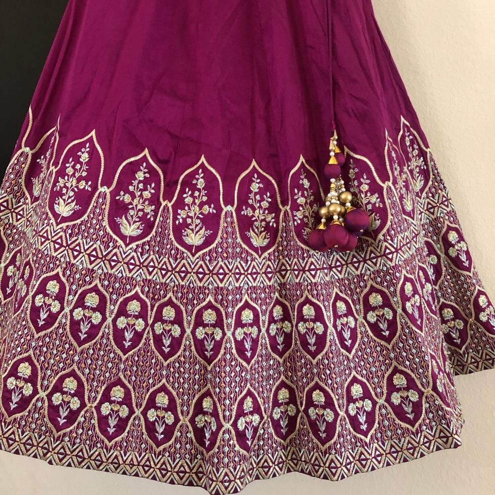 Magenta and Powder Blue Lengha